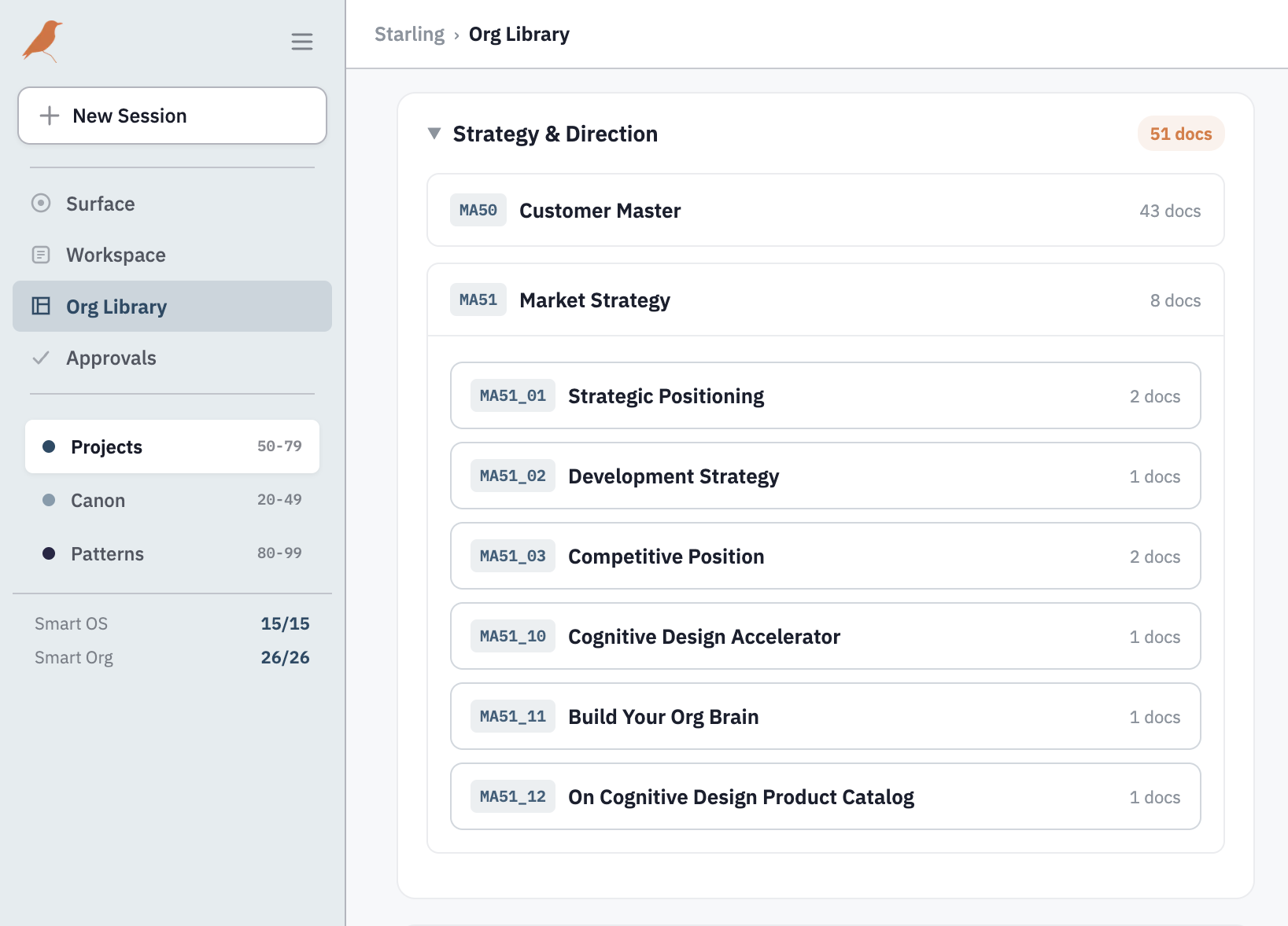 Starling AIX Org Library — Strategy & Direction with 51 documents across semantic addresses